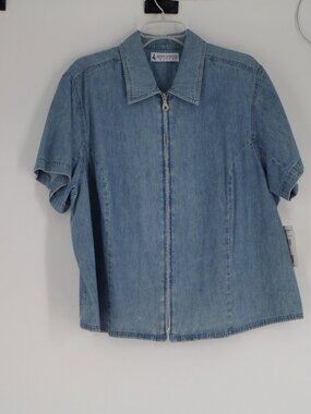 Marsh Landing II Woman's Jean Front Zip Top Size 2X NWT